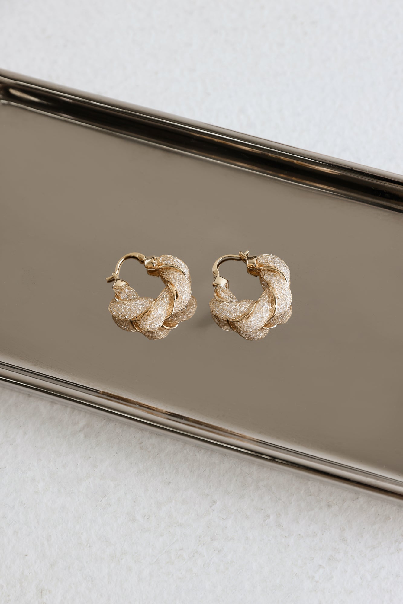 18k Gold Plated Sparkle Twist Hoop Earrings Gold