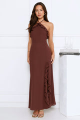 Love Potion Halter Maxi Dress Brown