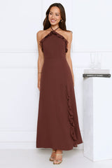 Love Potion Halter Maxi Dress Brown
