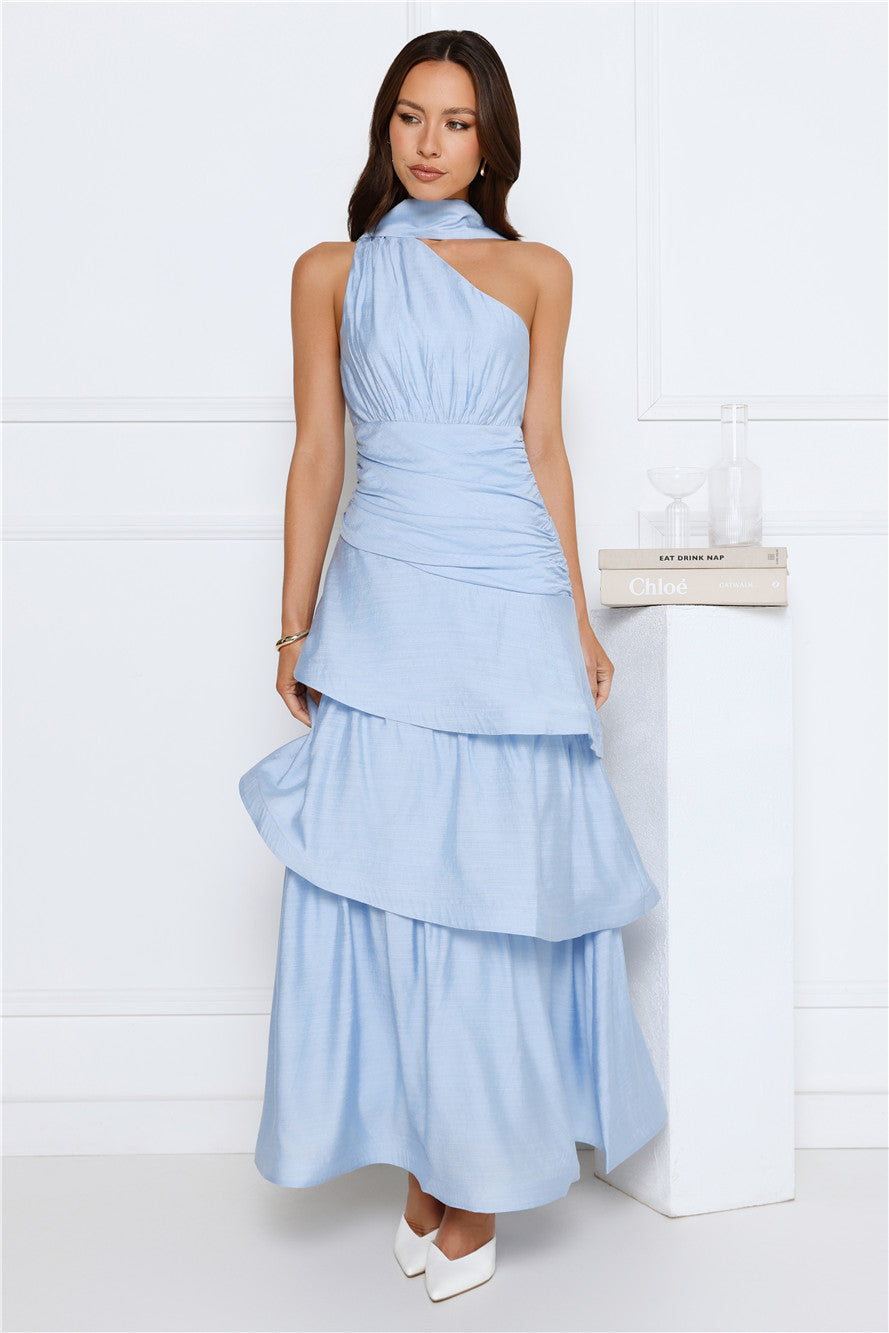 Cara One Shoulder Maxi Dress Blue