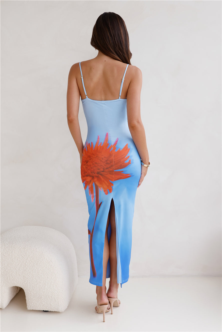 Deia Midi Dress Orange Flower