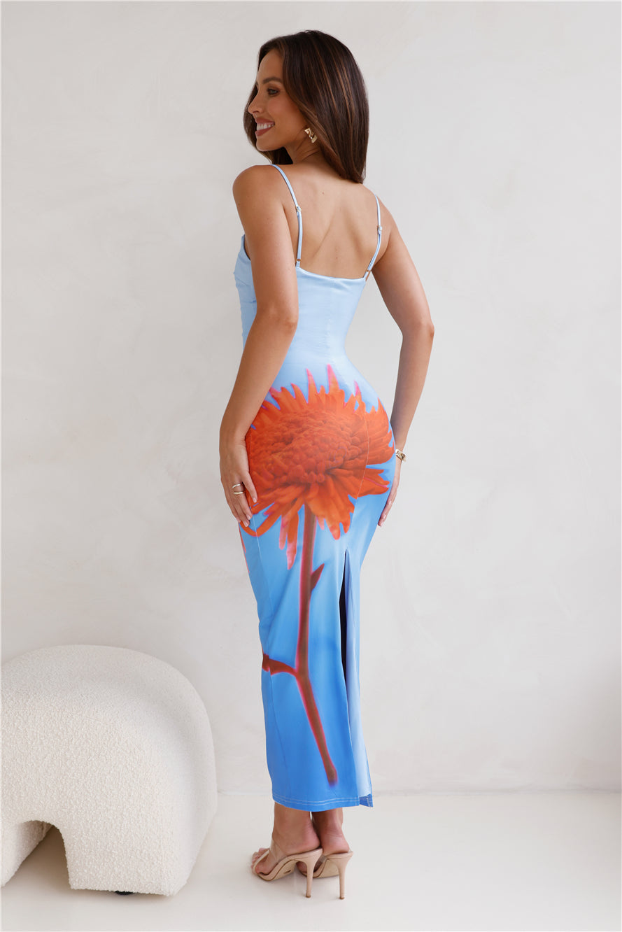 Deia Midi Dress Orange Flower
