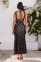 Midnight Rose Maxi Skirt Black