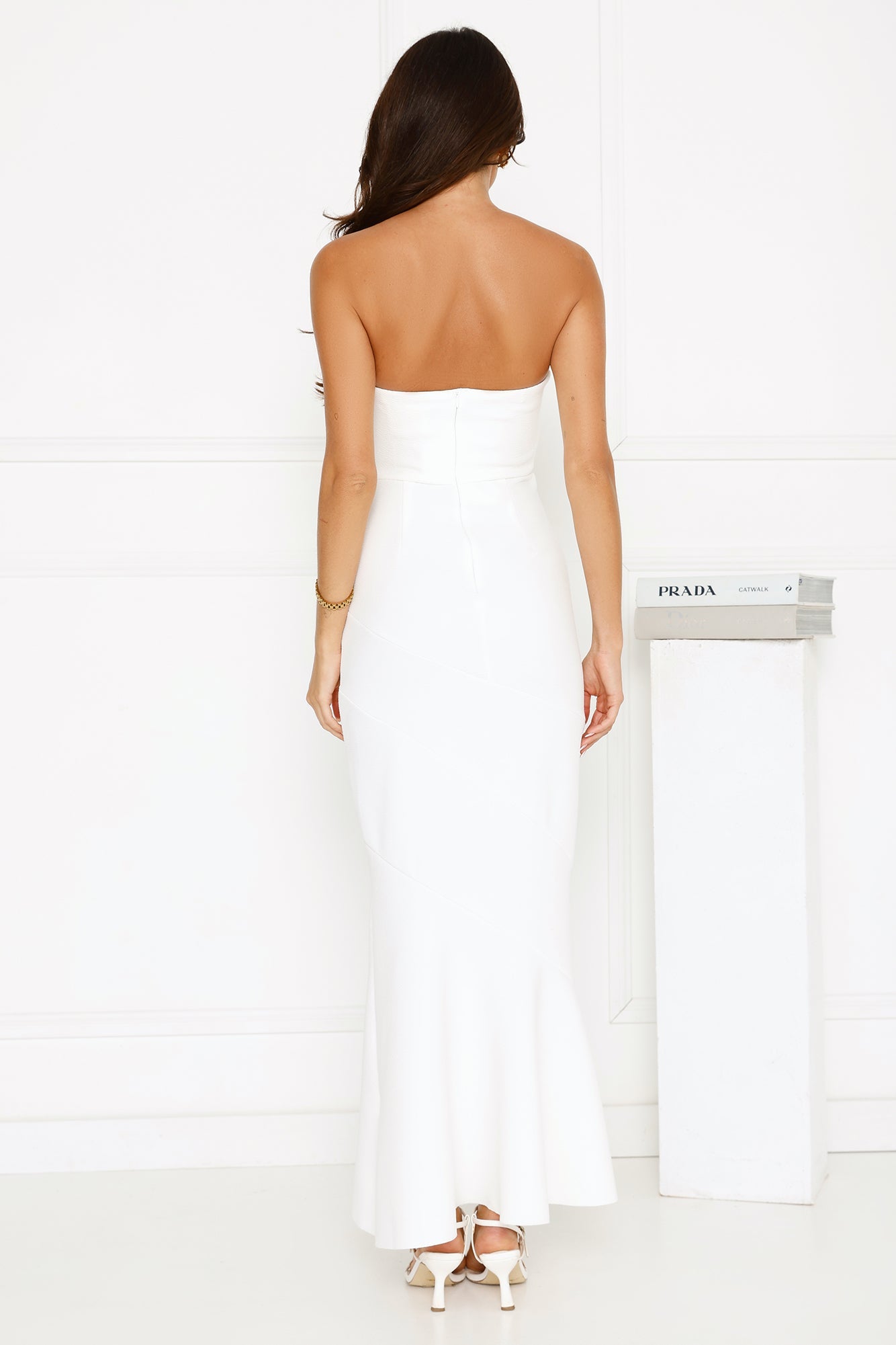 Luxe Reverie Strapless Maxi Dress White