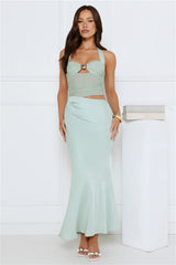 Celeste Shine Mesh Maxi Dress Sage