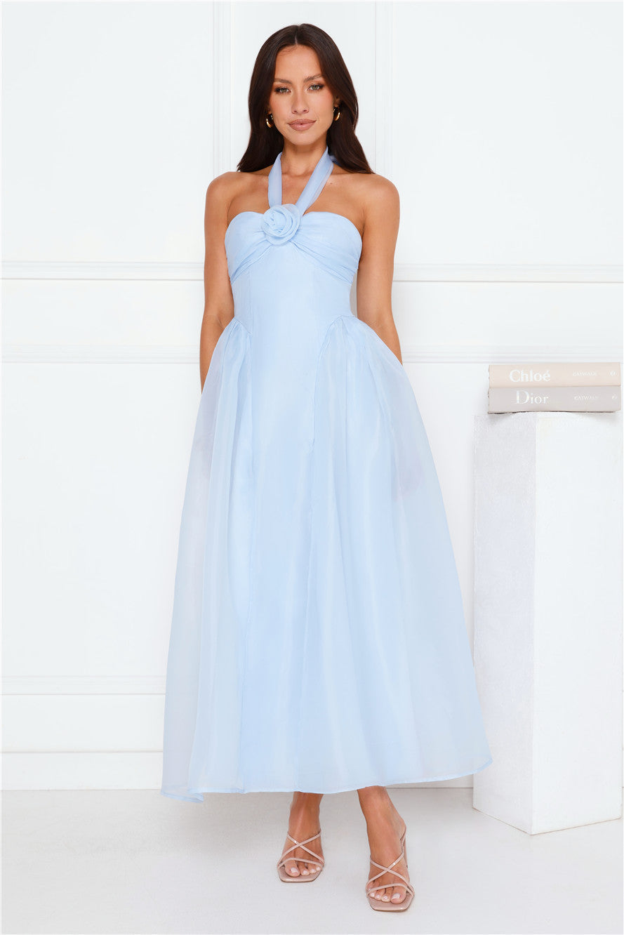 Fairytale Event Halter Maxi Dress Blue