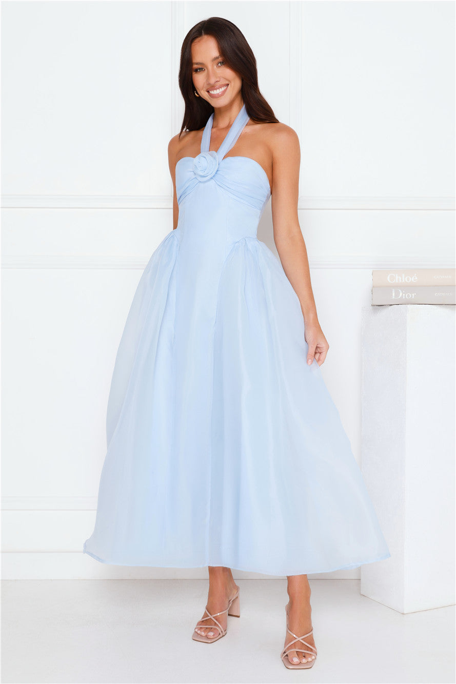 Fairytale Event Halter Maxi Dress Blue