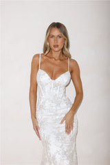 On The Silver Screen Sequin Maxi Dress Off White
