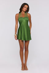 Étoile Club Satin Halter Mini Dress Green