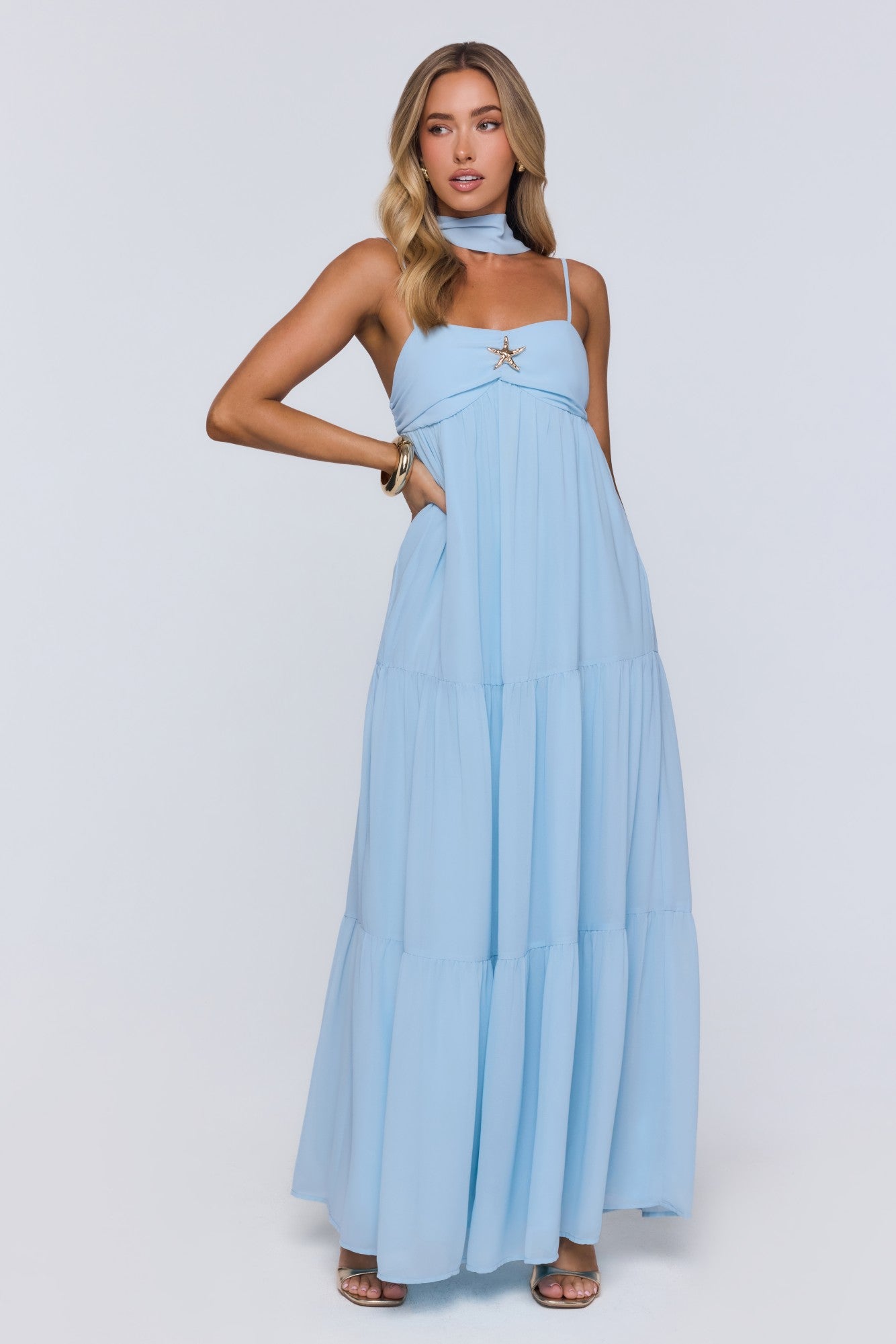 Flowing Sea Maxi Dress Blue