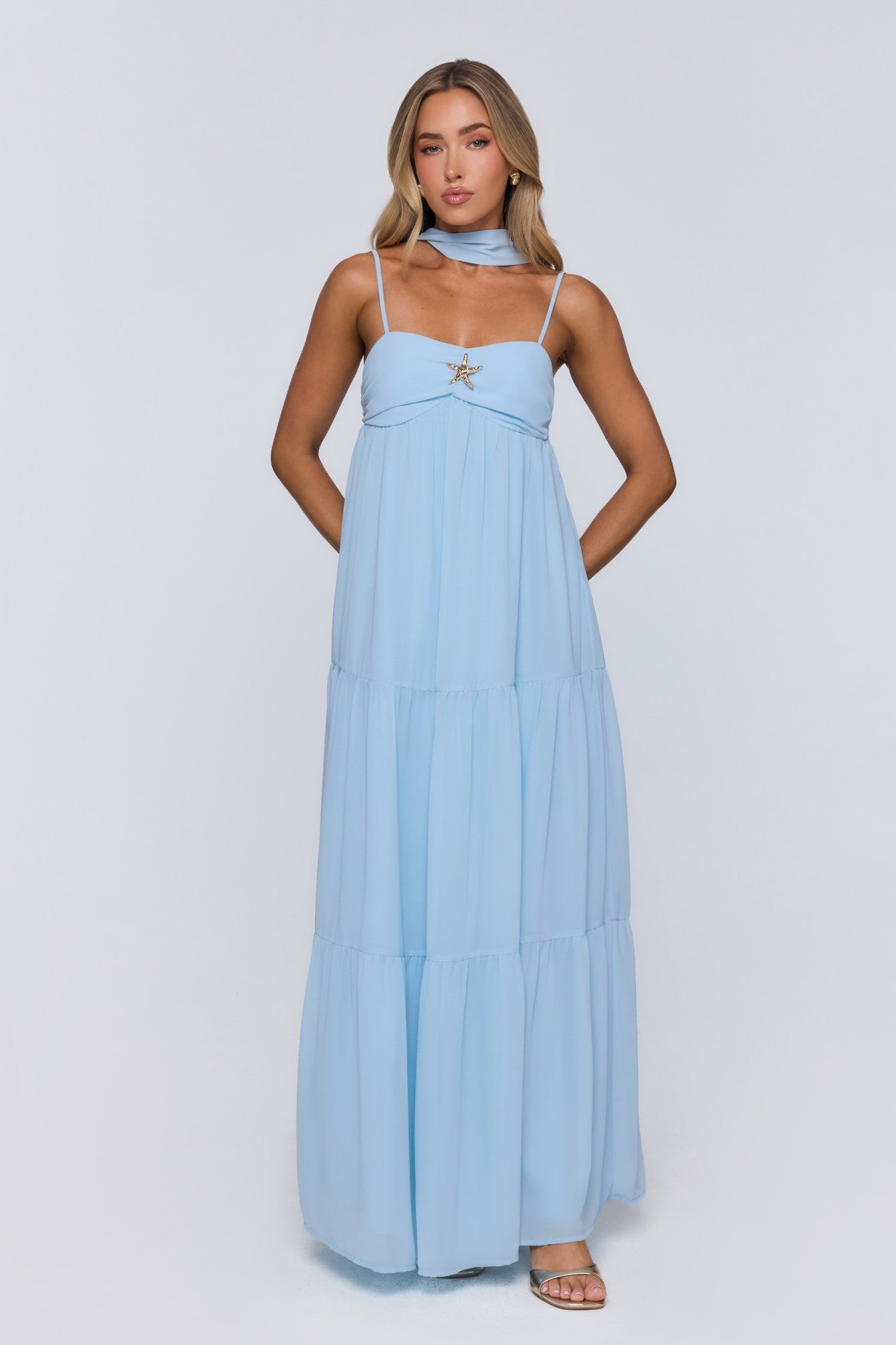 Flowing Sea Maxi Dress Blue