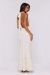 Bling It Babe Halter Maxi Dress Cream