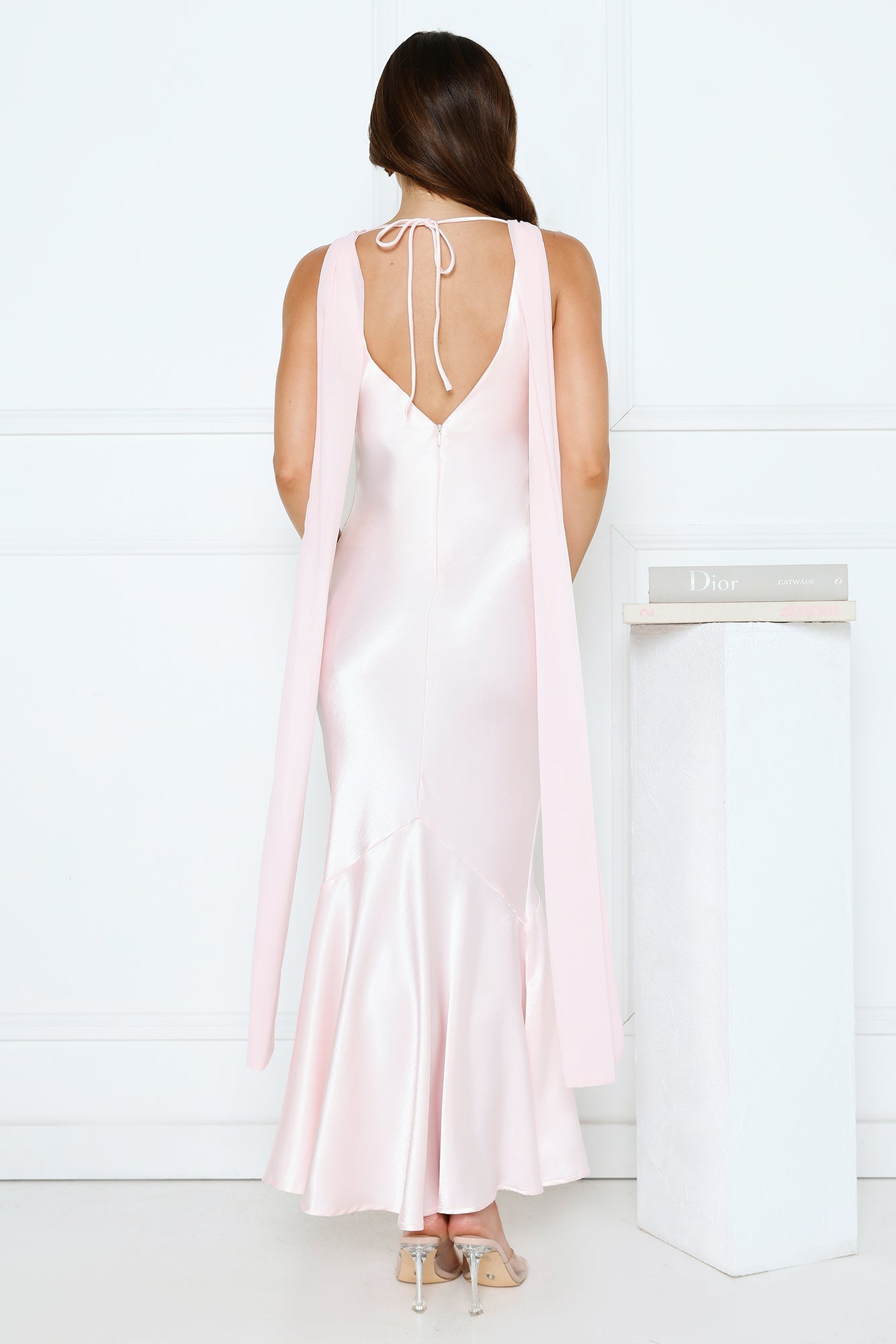 Celestial Evening Satin Maxi Dress Pink