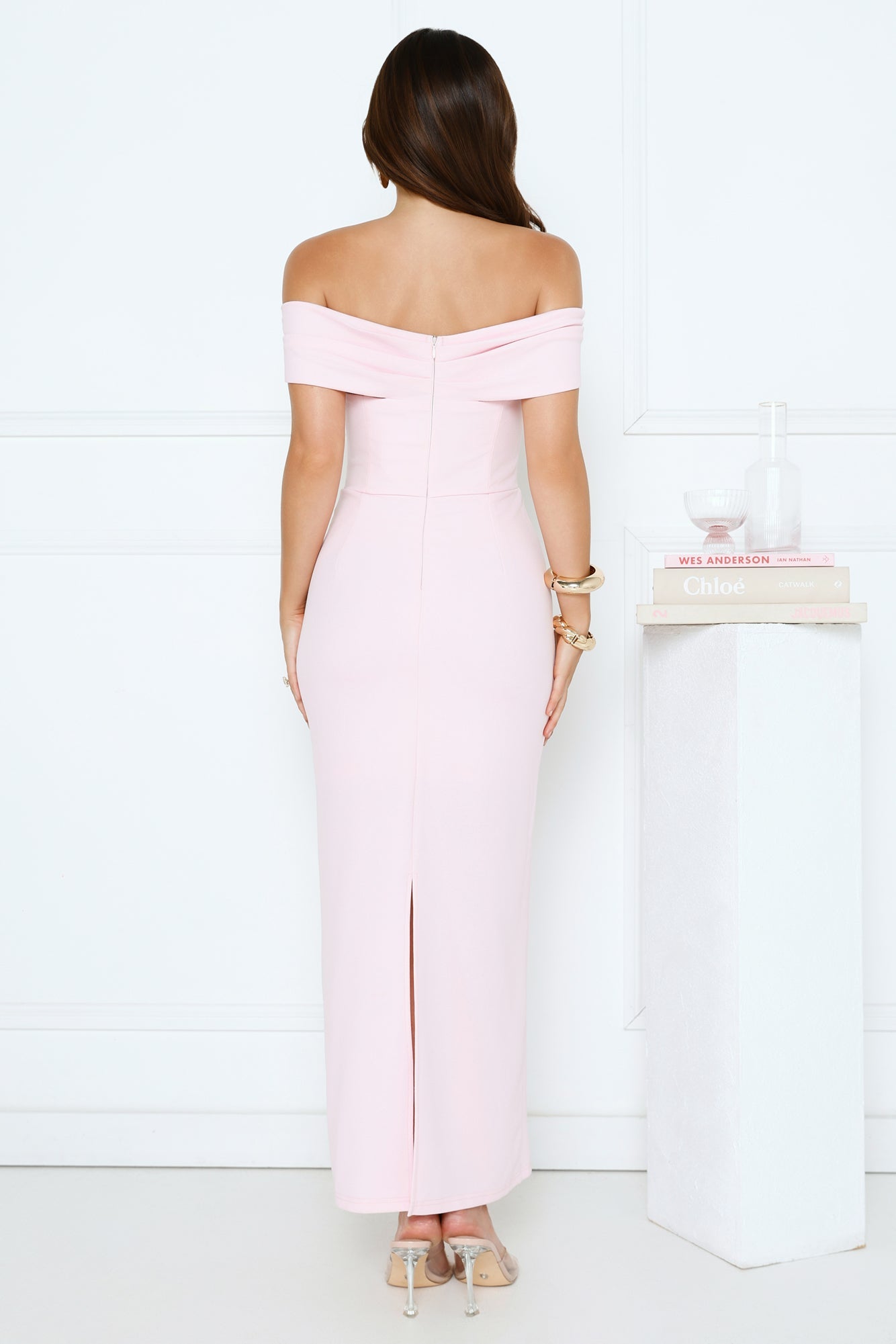Fleur Reverie Off Shoulder Maxi Dress Pink