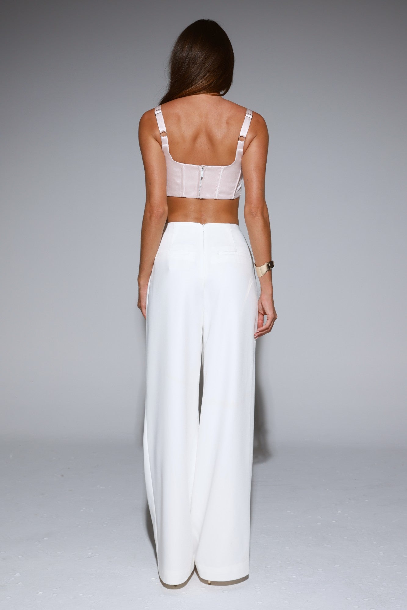 Champagne Nights Satin Corset Crop Top Pink