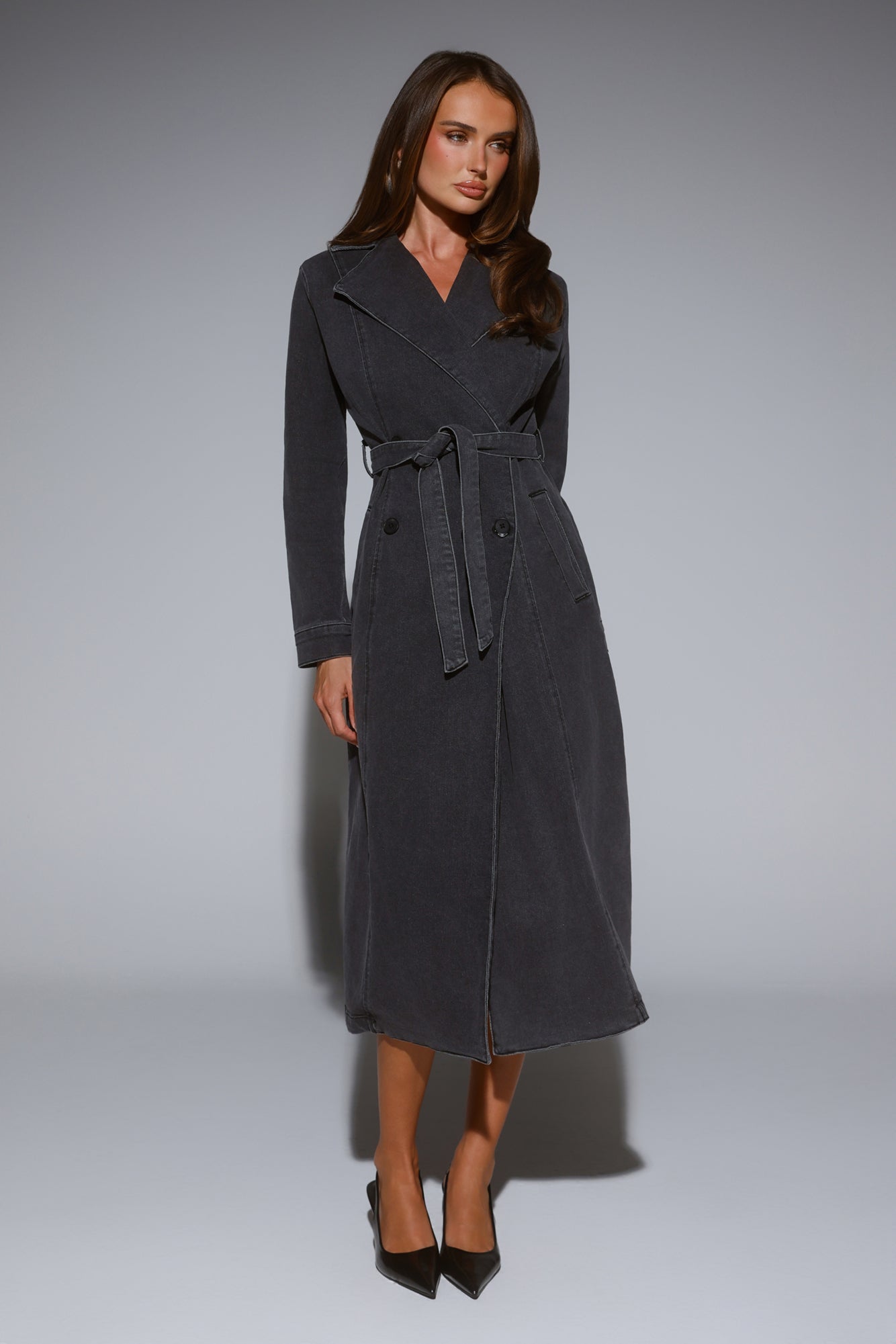 DNM Denim Trench Coat Charcoal