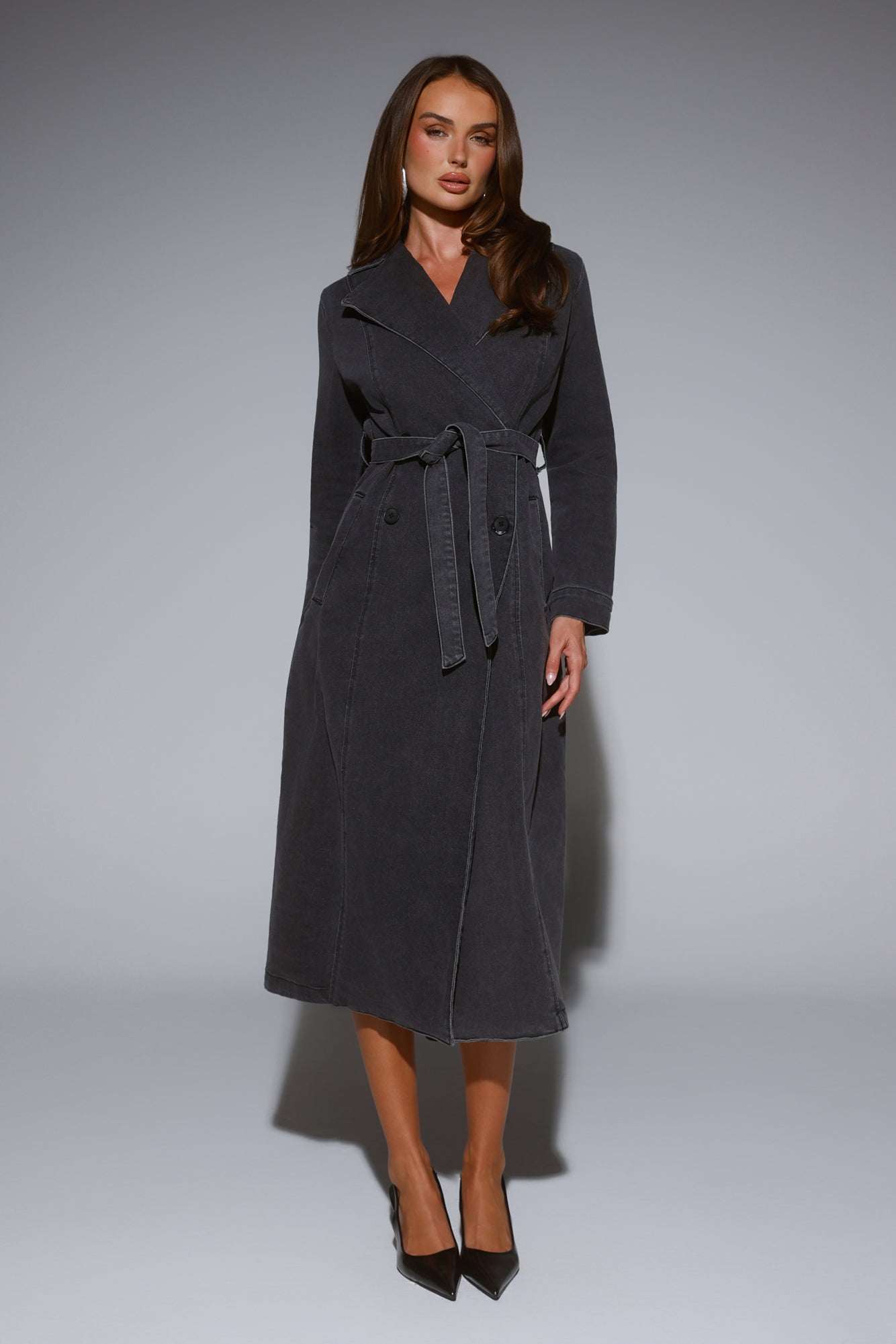 DNM Denim Trench Coat Charcoal