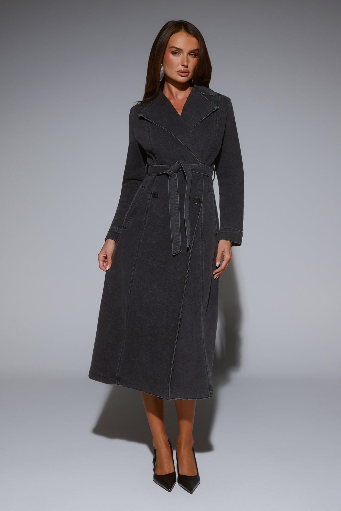 DNM Denim Trench Coat Charcoal