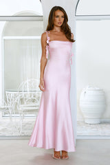 Drifted In Sunlight Satin Maxi Dress Pink
