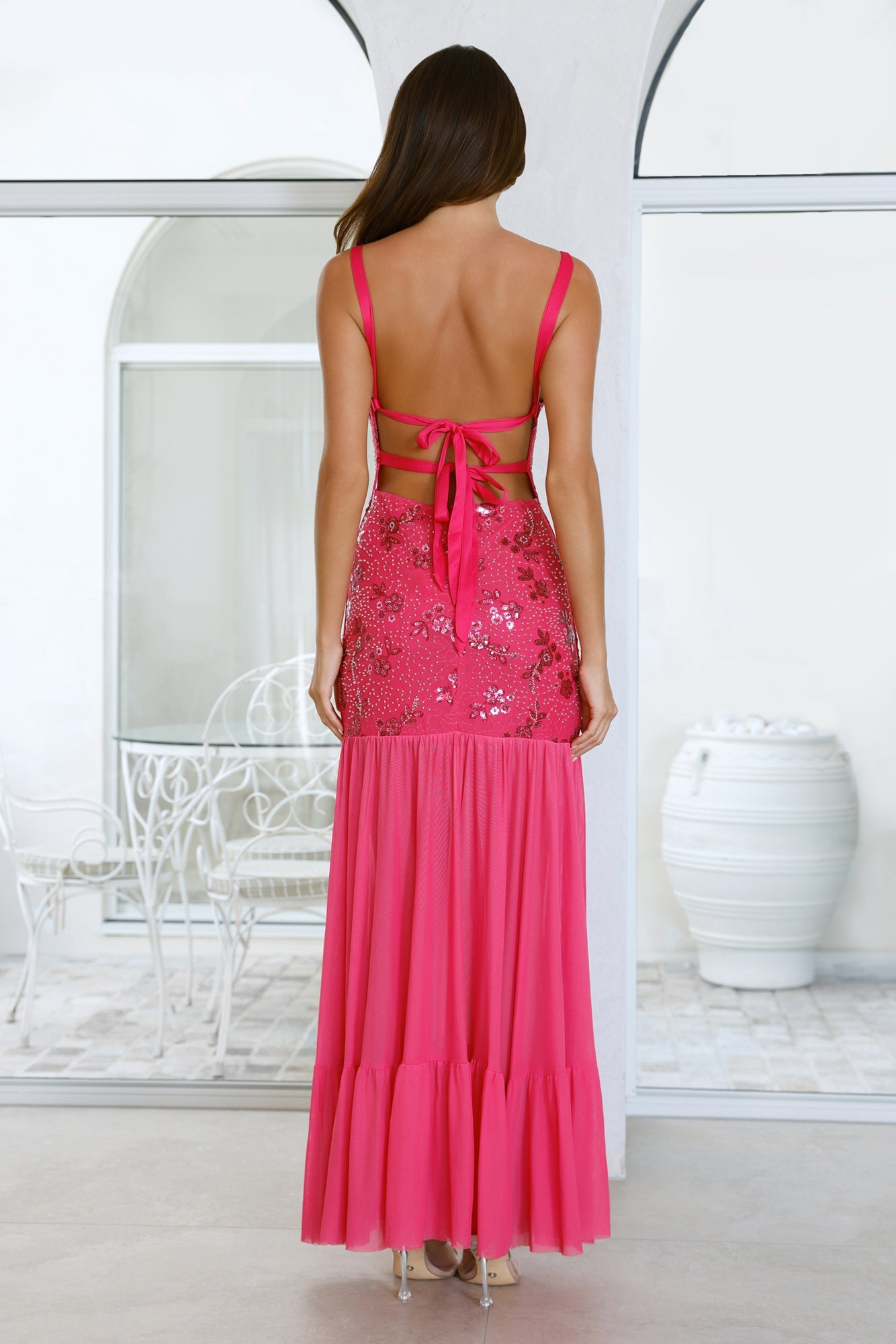 Champagne Secrets Embellished Maxi Dress Pink