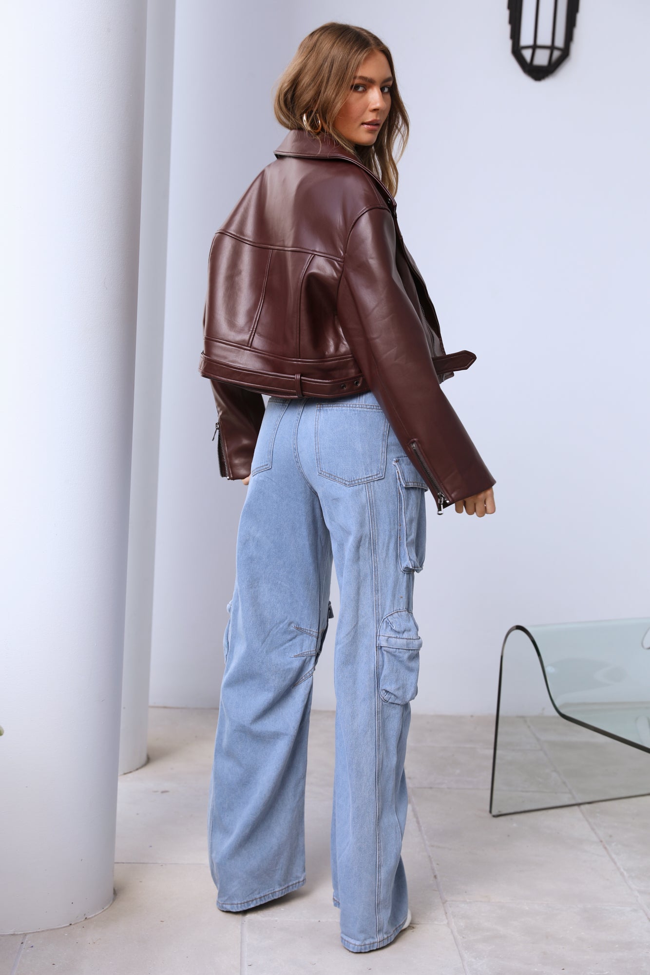 LIONESS Staten Island Jacket Faux Leather Mulberry