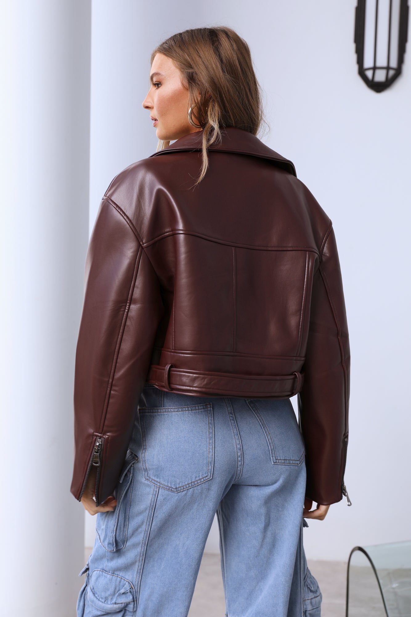 LIONESS Staten Island Jacket Faux Leather Mulberry
