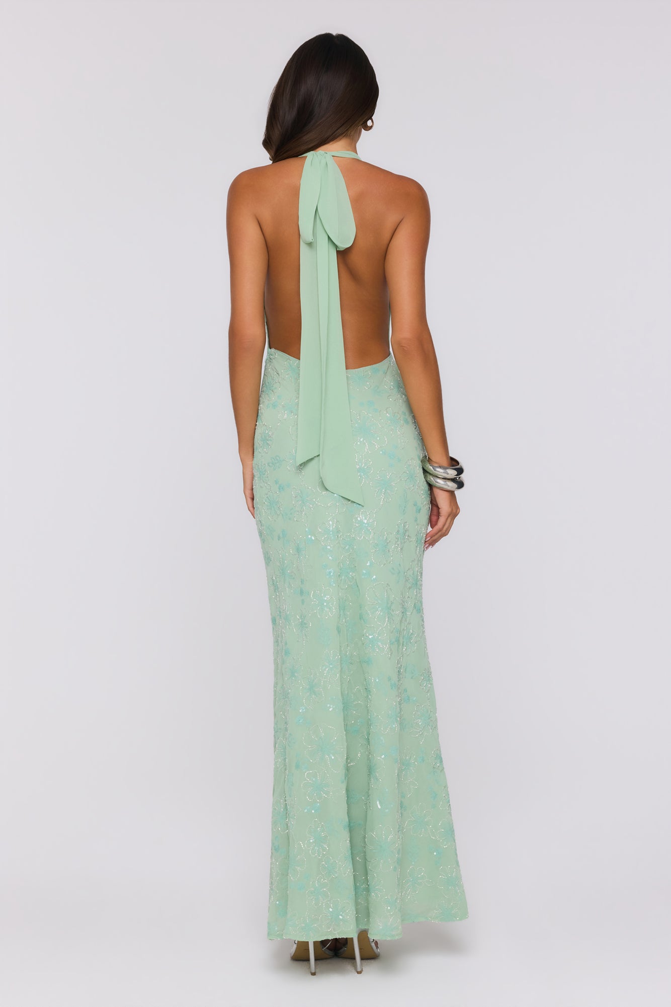Bling It Babe Halter Maxi Dress Sage