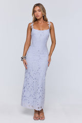 Daydreaming Light Embroidered Maxi Dress Blue