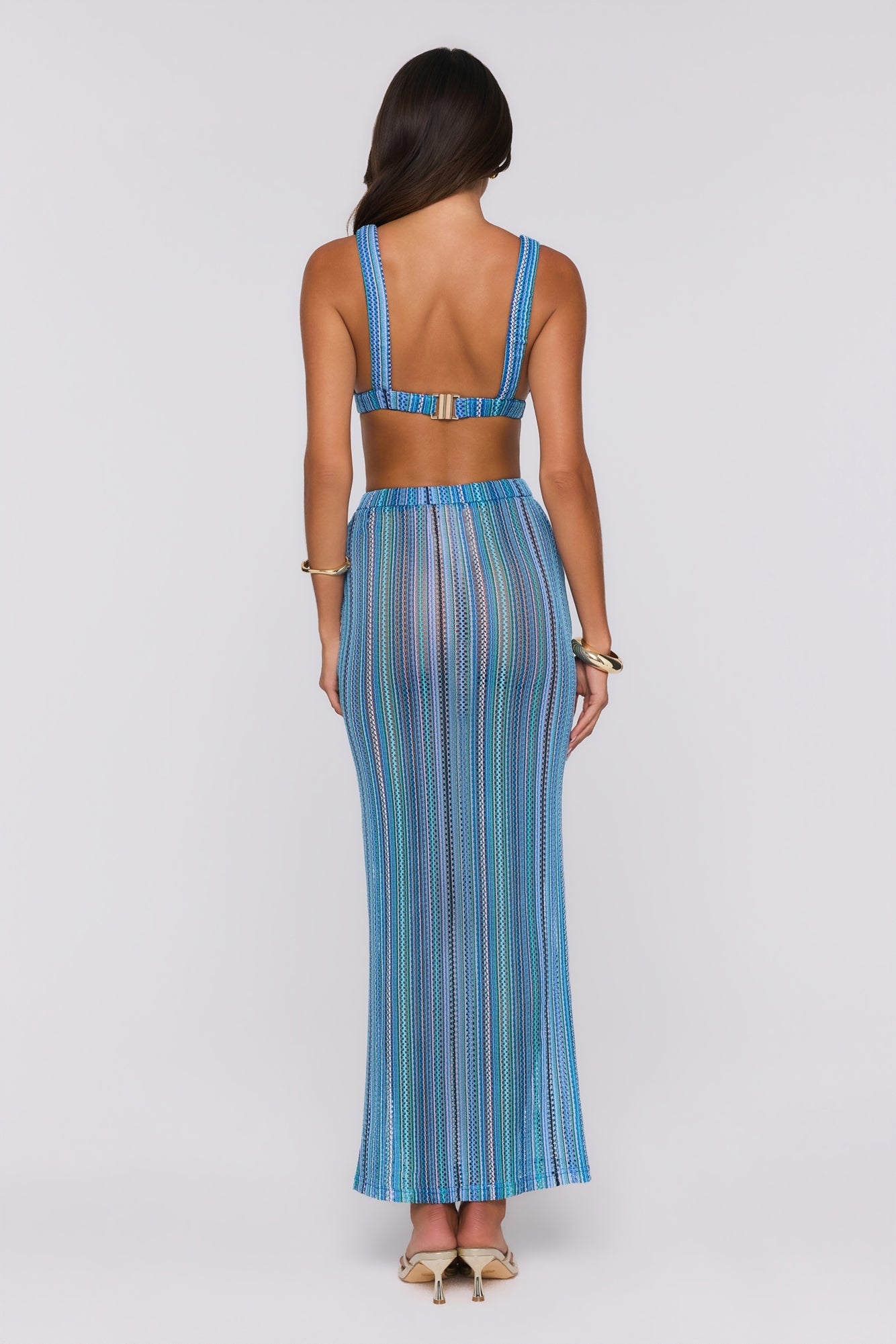 Ocean Bloomette Knit Crop Top Blue