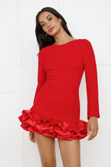 Belong With You Long Sleeve Romper Red