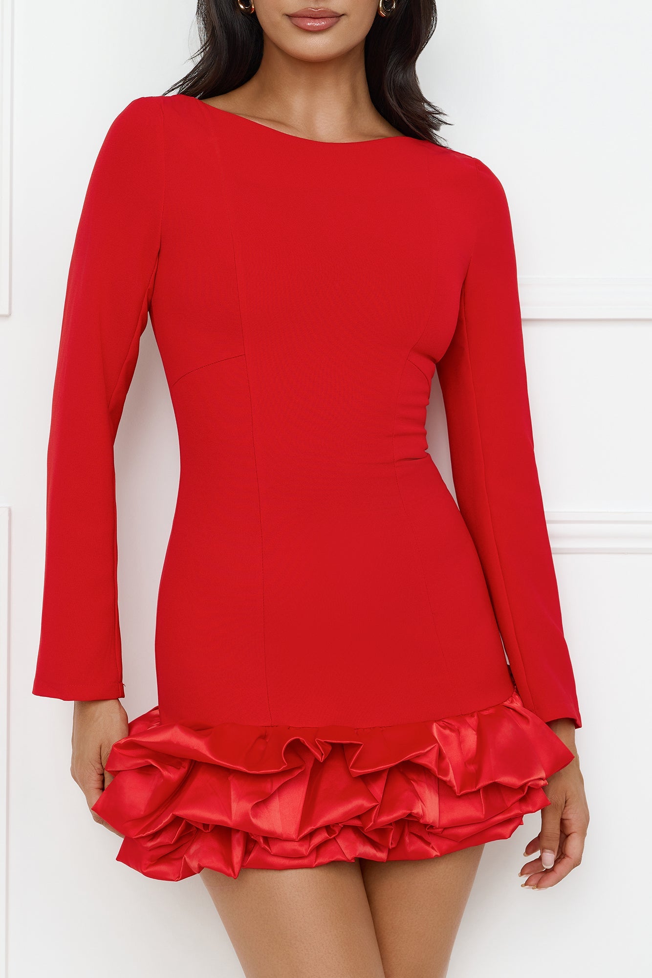 Belong With You Long Sleeve Romper Red