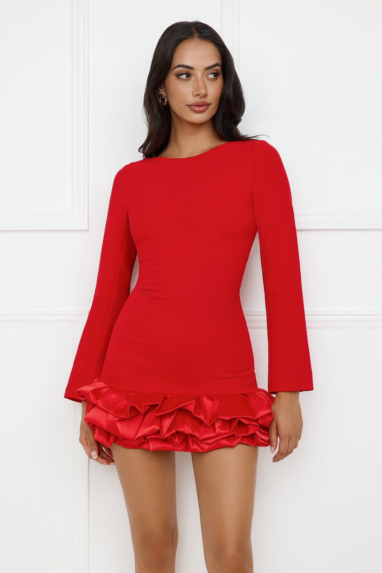 Belong With You Long Sleeve Romper Red