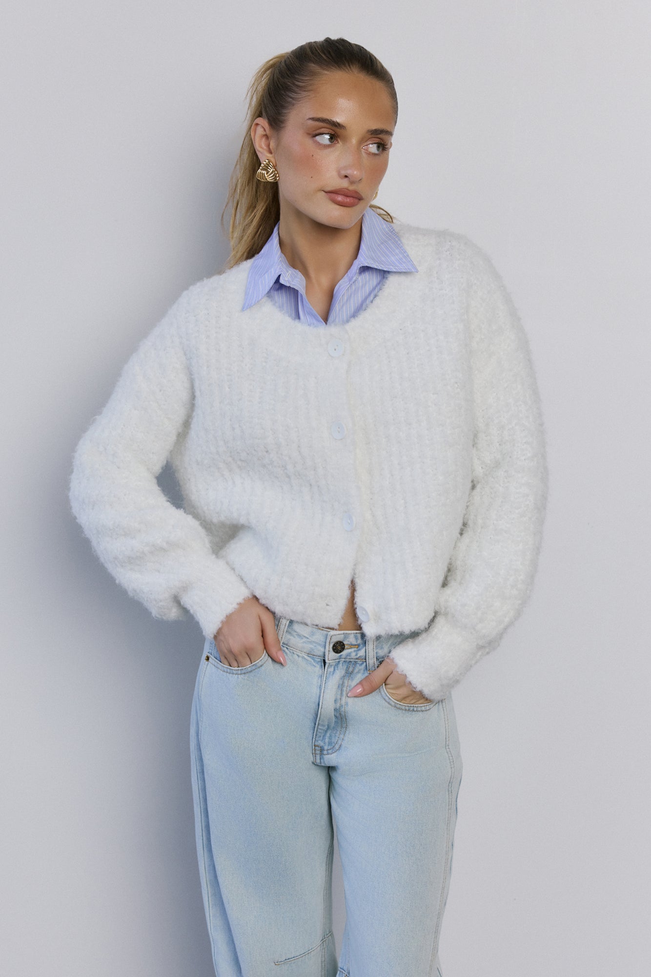 Ice Queen Knit Cardigan White