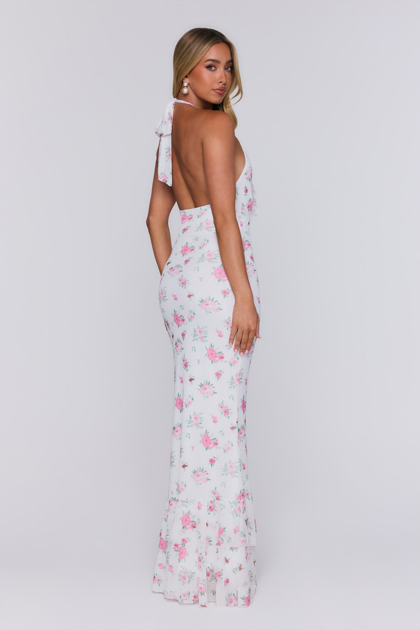 Little Luxe Halter Maxi Dress White