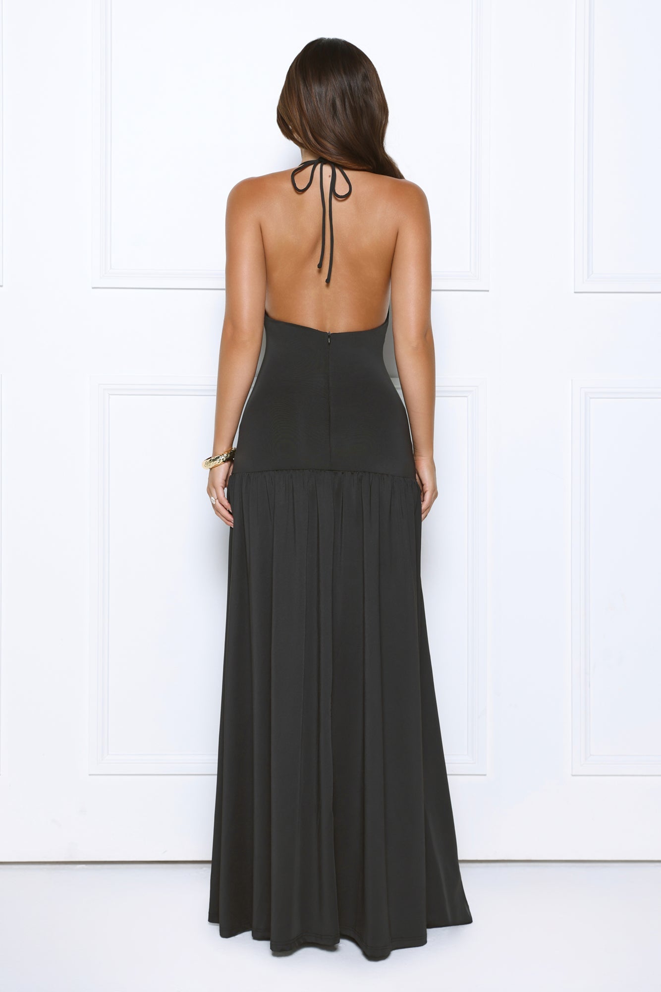 Hot Girl Confidential Halter Maxi Dress Black