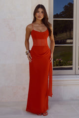 Luxury Mood Mesh Maxi Dress Red