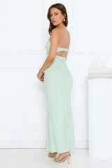 Can't Get Enough Strapless Maxi Dress Sage