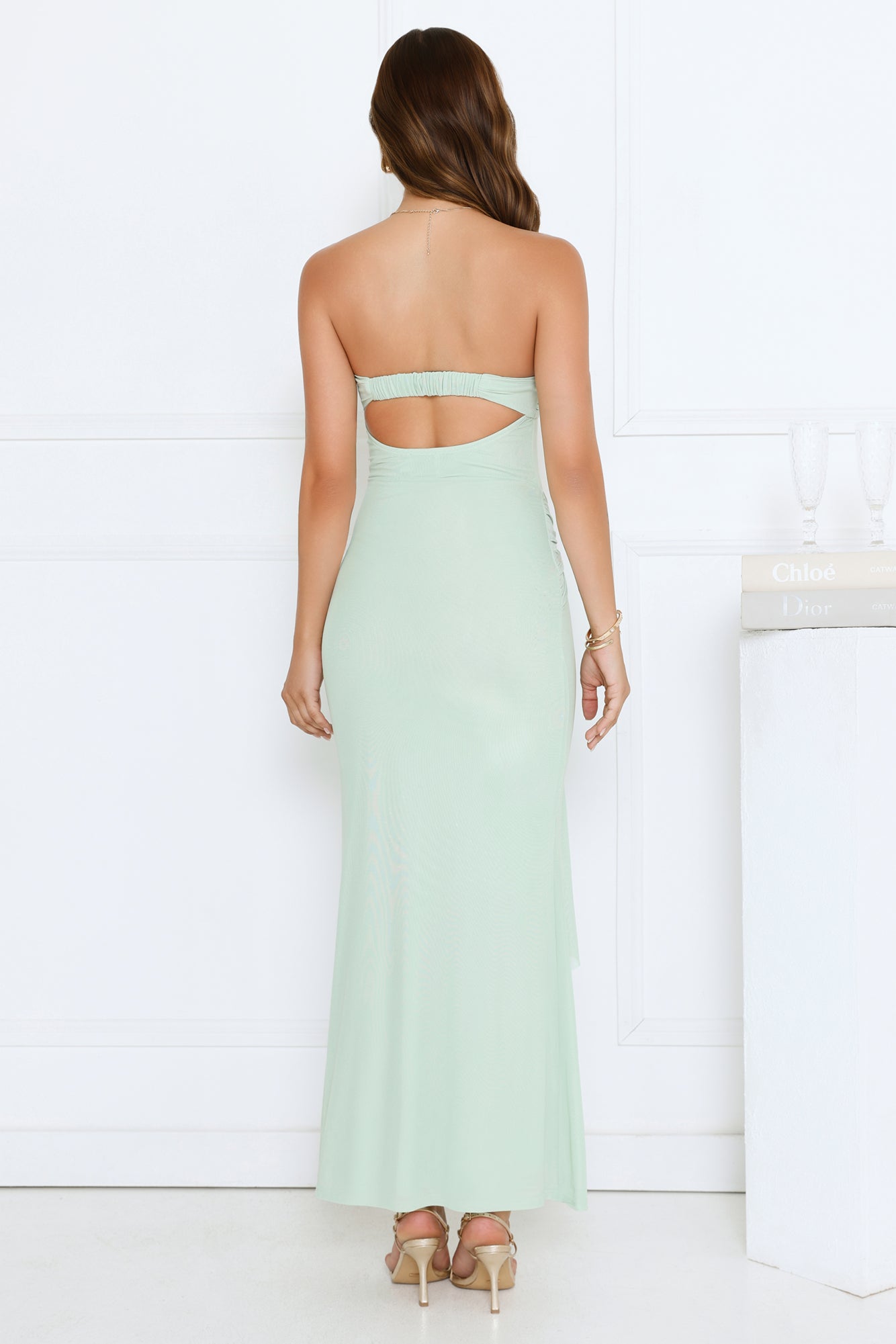 Can't Get Enough Strapless Maxi Dress Sage