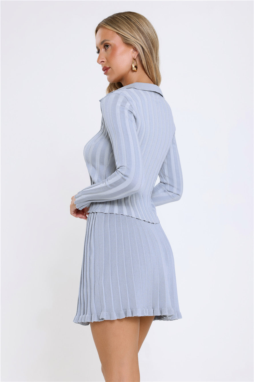 City Lights Glow Ribbed Long Sleeve Top Blue