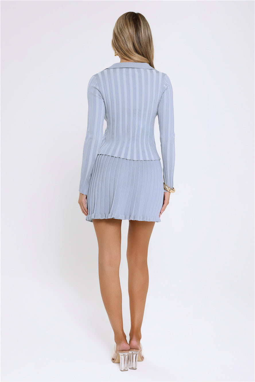 City Lights Glow Ribbed Long Sleeve Top Blue