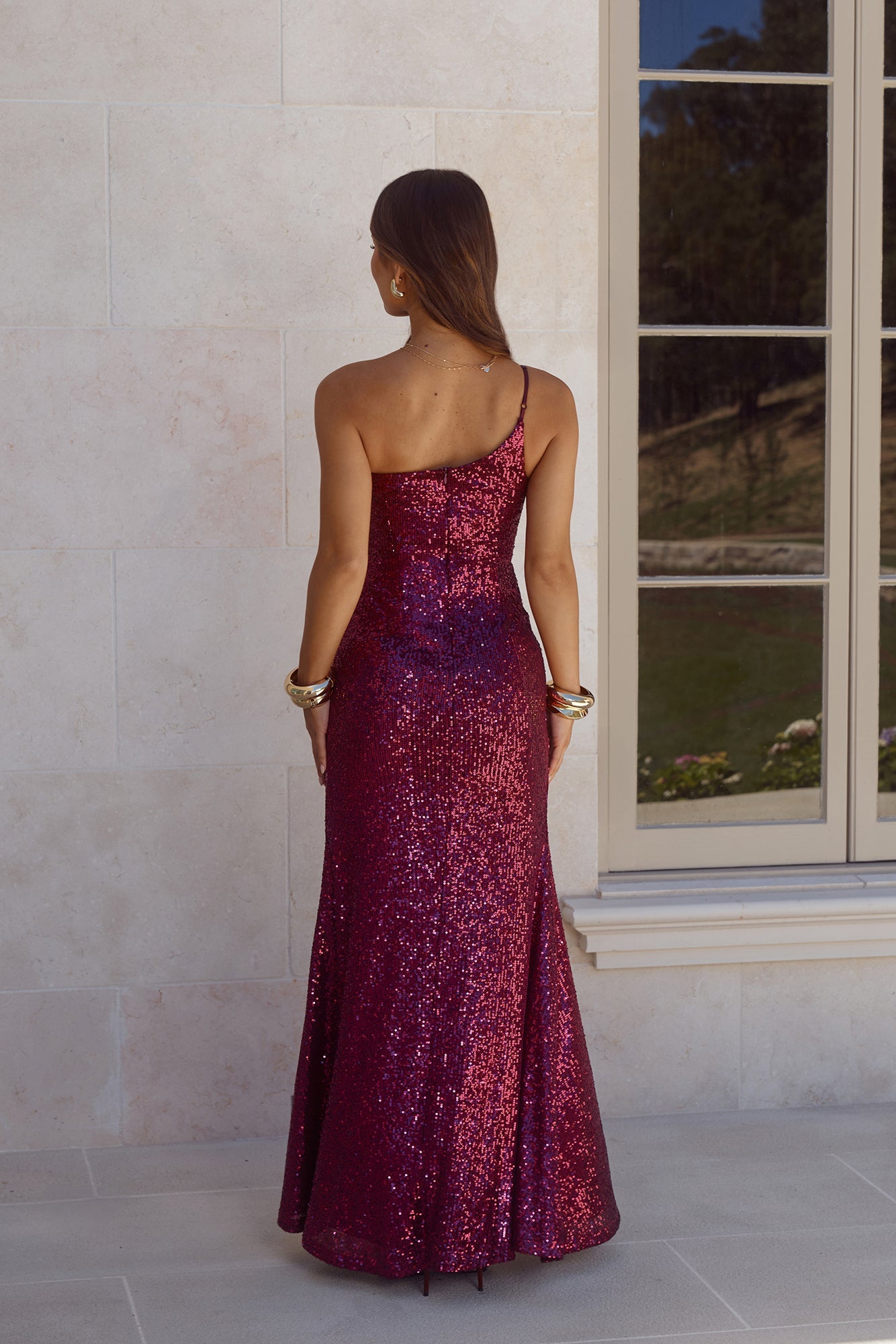 A New Glow Sequin Maxi Dress Plum