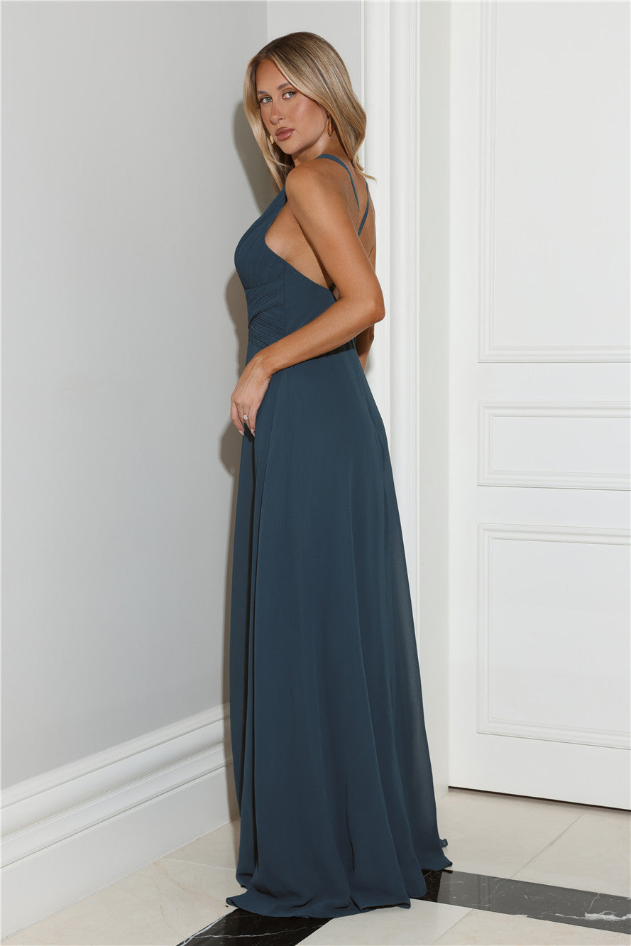 Crush Energy Halter Maxi Dress Deep Teal