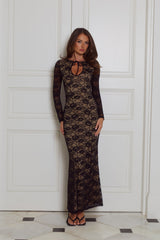 Enchanted Allure Lace Long Sleeve Maxi Dress Black