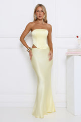 Literally Me Satin Strapless Corset Yellow