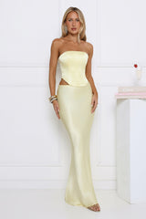 Literally Me Satin Strapless Corset Yellow