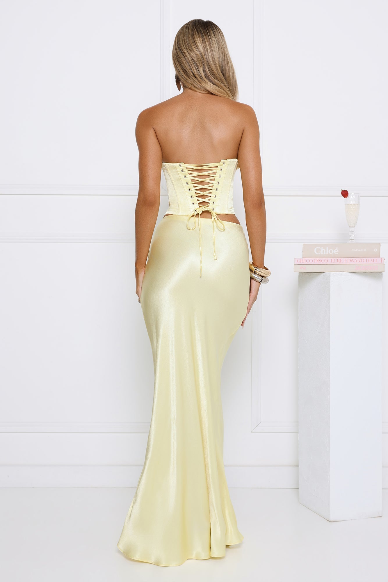 Literally Me Satin Strapless Corset Yellow