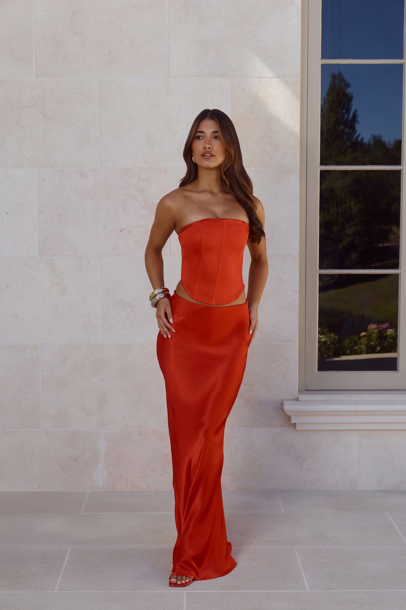 Literally Me Satin Strapless Corset Red