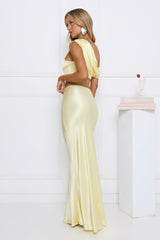 Literally Me Satin Maxi Skirt Yellow