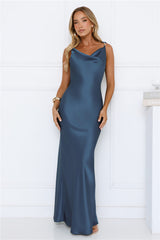 Effortless Appeal Satin Maxi Dress Teal