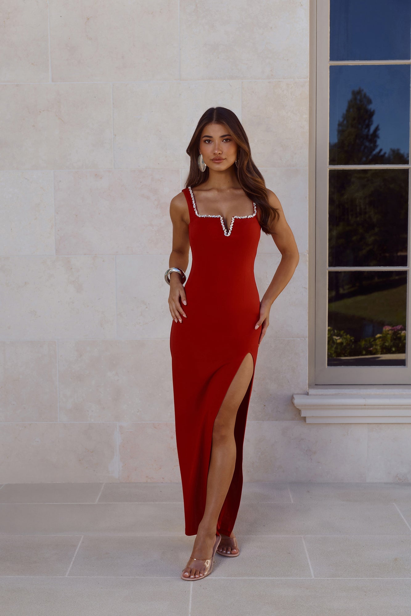 Exotic Soirée Maxi Dress Red